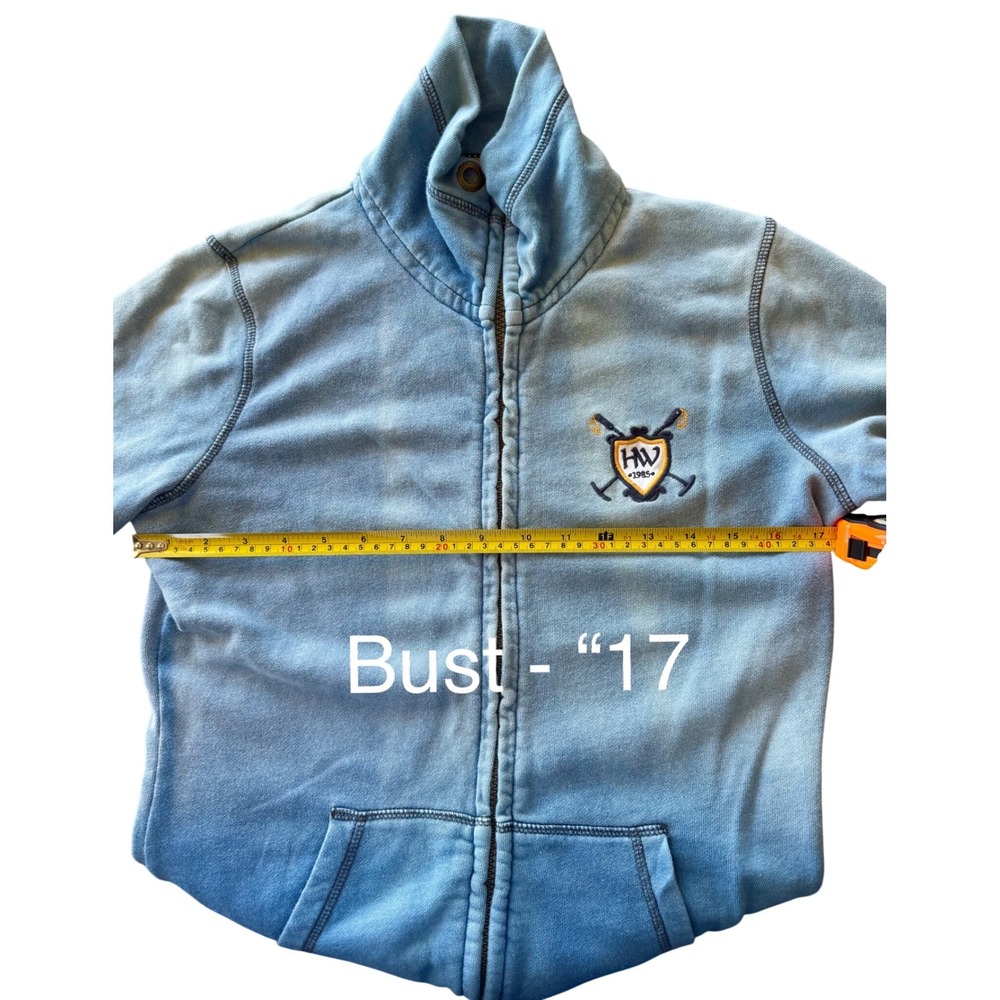 Horseware Polo Womens Full Zip Sweatshirt Blue Acid Wash Crest Logo Size Small - Picture 5 of 5